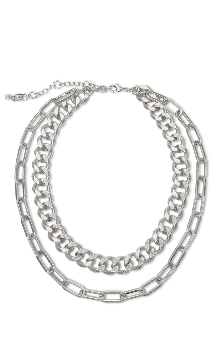 Rectangle Link Chunky Chain Necklace (Silver) – adorne