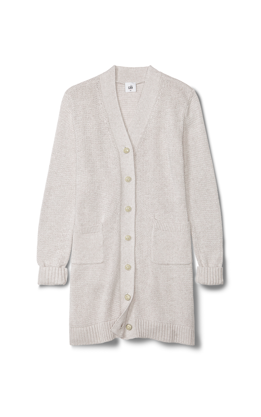 Light Grey Long Sleeve Knee Length Cardigan