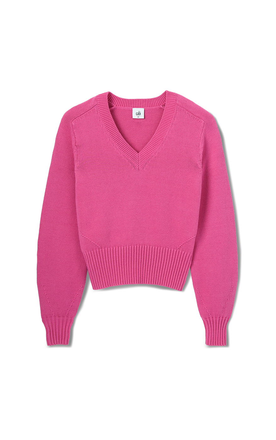 Pink Long Sleeve Cropped Sweater