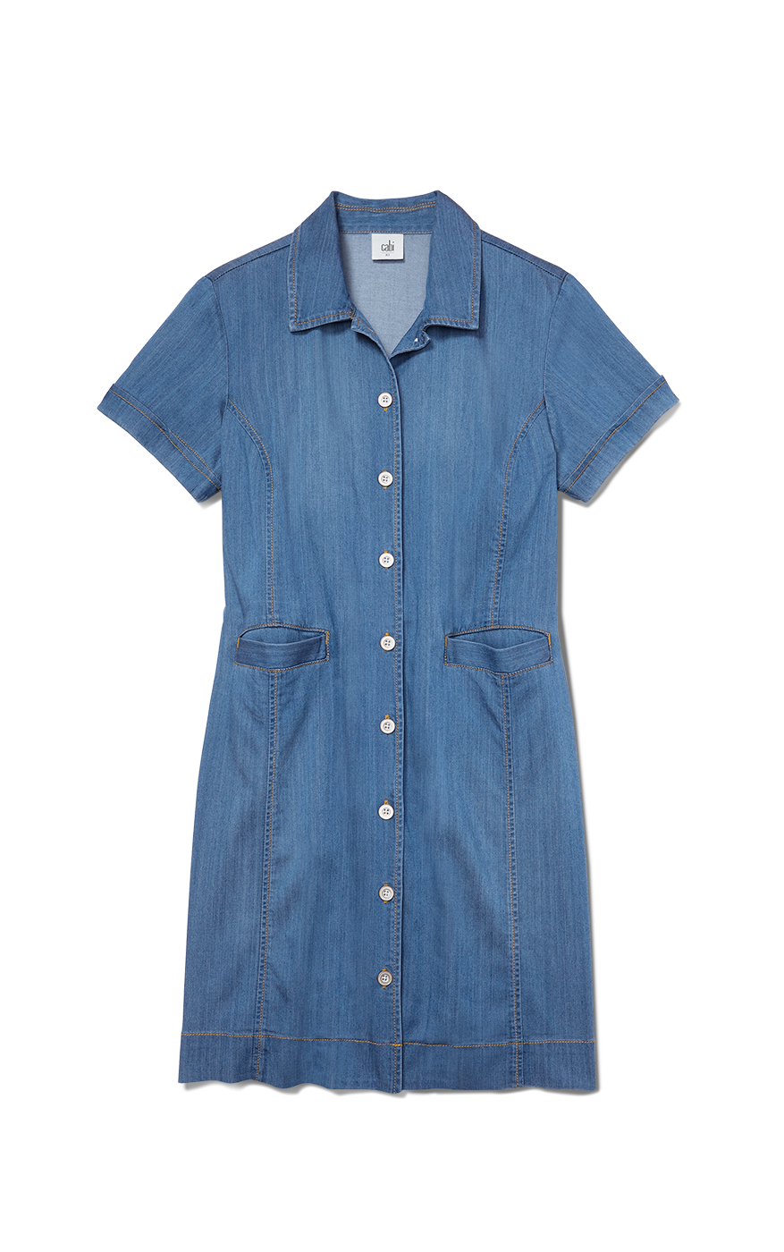 Short Sleeve Button Front Denim Dress | cabi Spring 2024